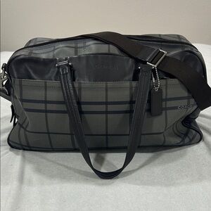 Coach Tattersall Brown & Gray Checkered Duffel Bag